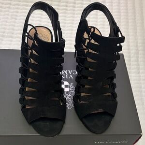 Vince Camuto Black Gladiator Strappy Slingback Heels
